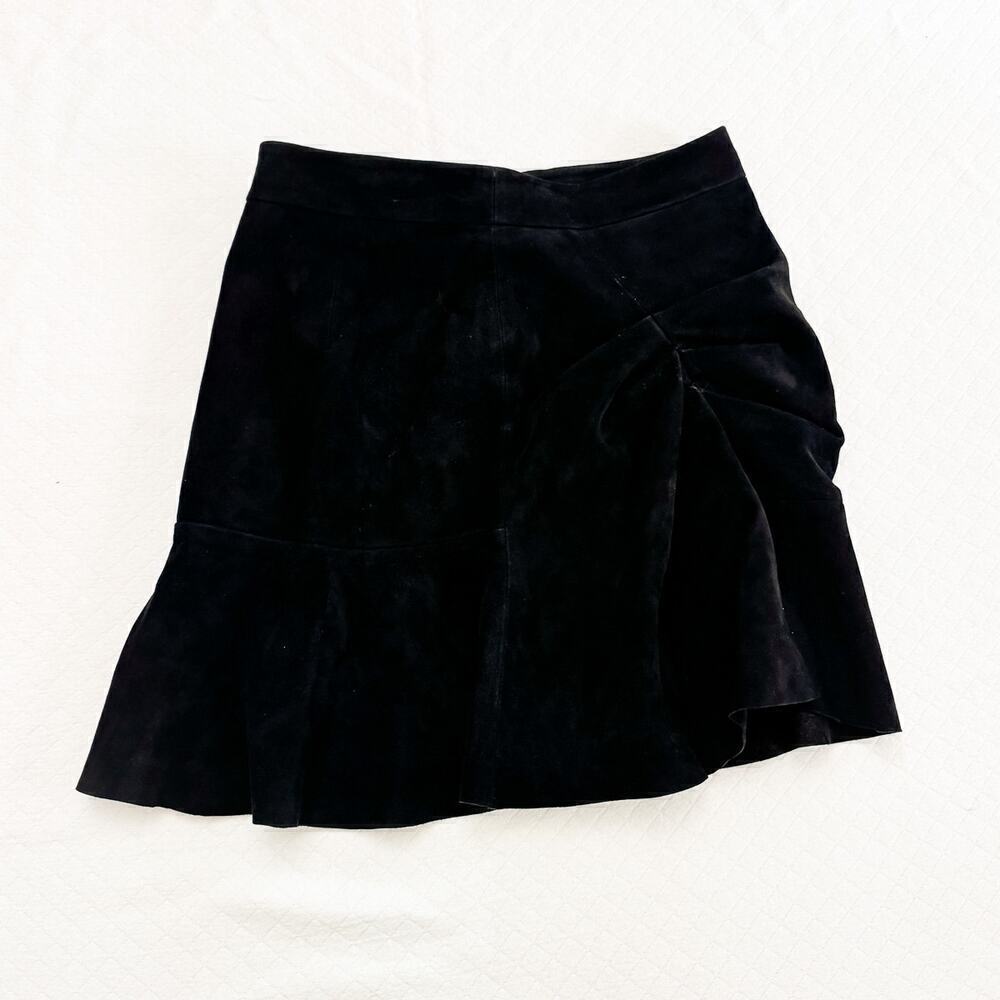 IRO Marana Ruched Lamb Leather Mini Skirt Black Size 36